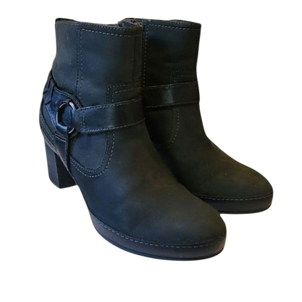 Clarks Artisan Black Leather Harness Ankle Boots Size 5M